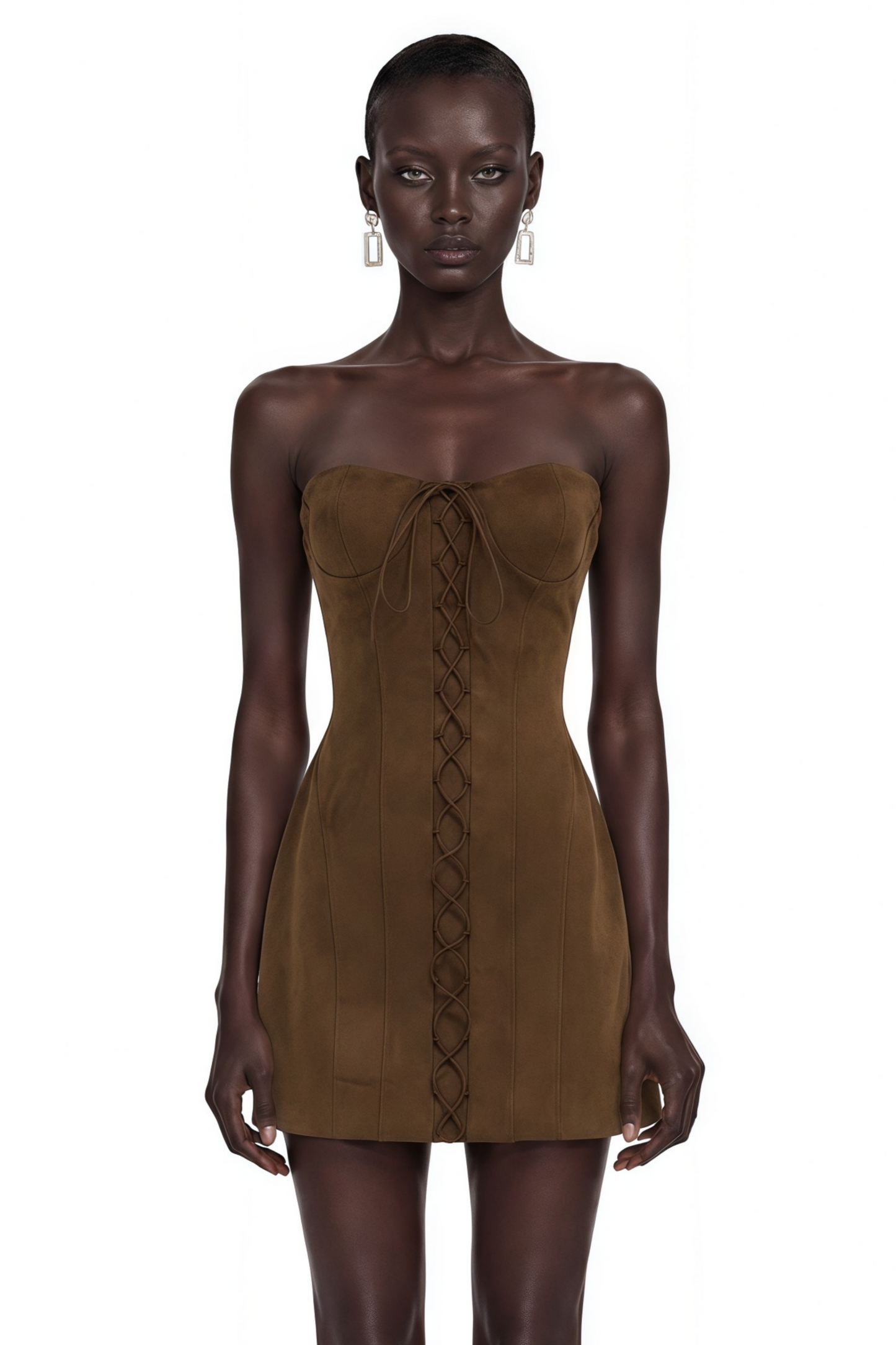 Marianne Dark Brown Off Shoulder Mini Dress