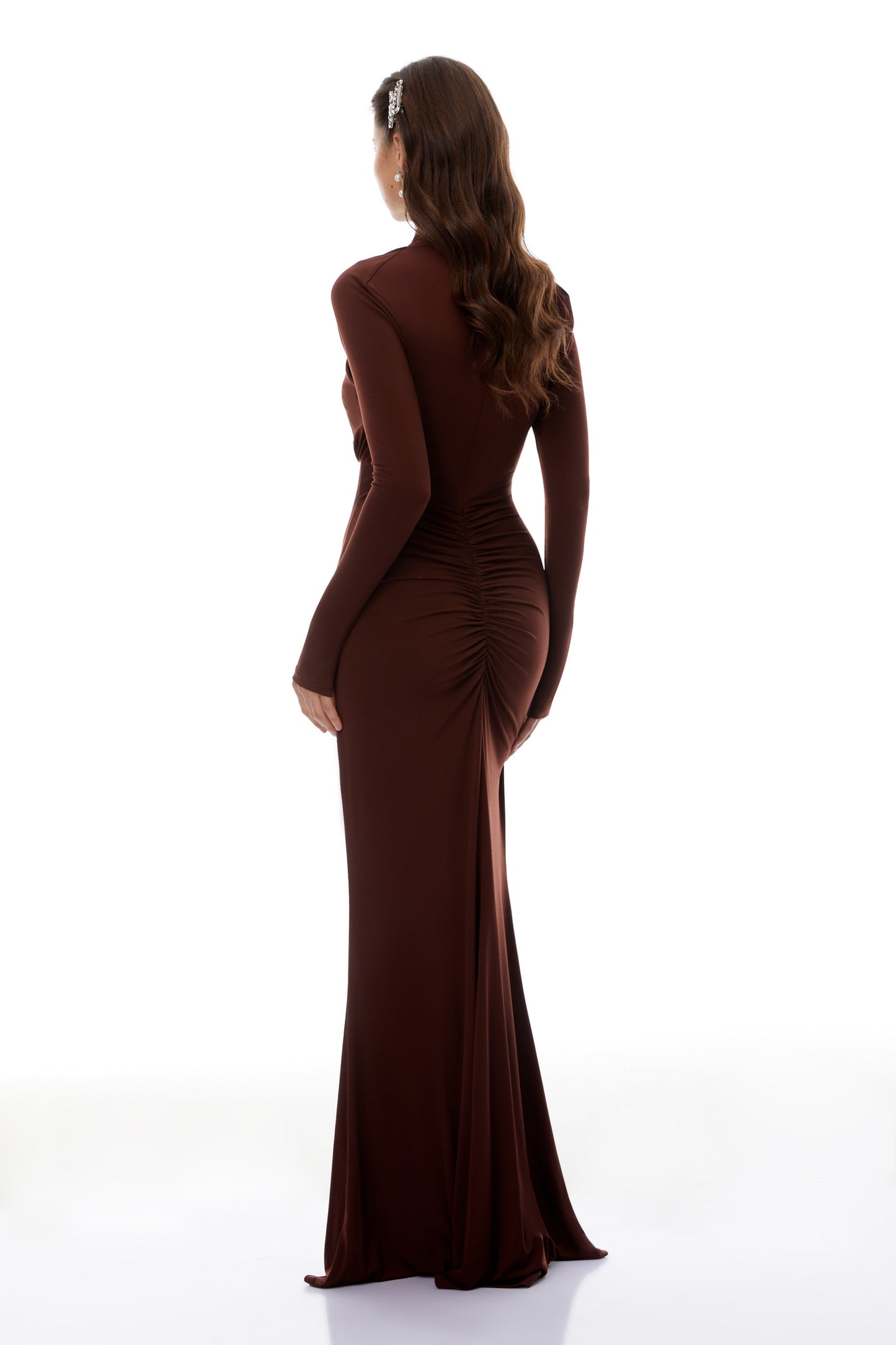 Marie Brown Cross Over Cut-Out Maxi Dress