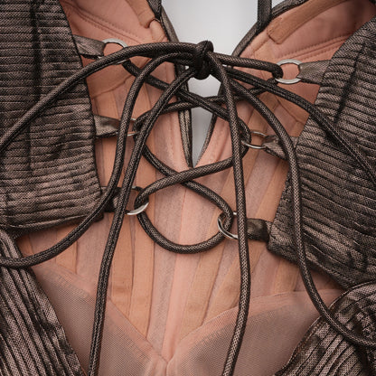 Marise Brown Draped Satin Maxi Dress