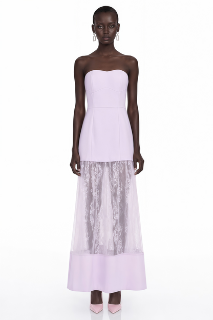 Marta Lilac Strapless Sweetheart Maxi Dress