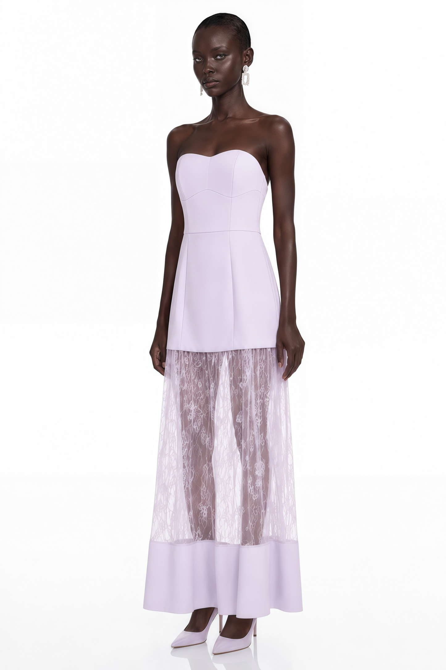 Marta Lilac Strapless Sweetheart Maxi Dress