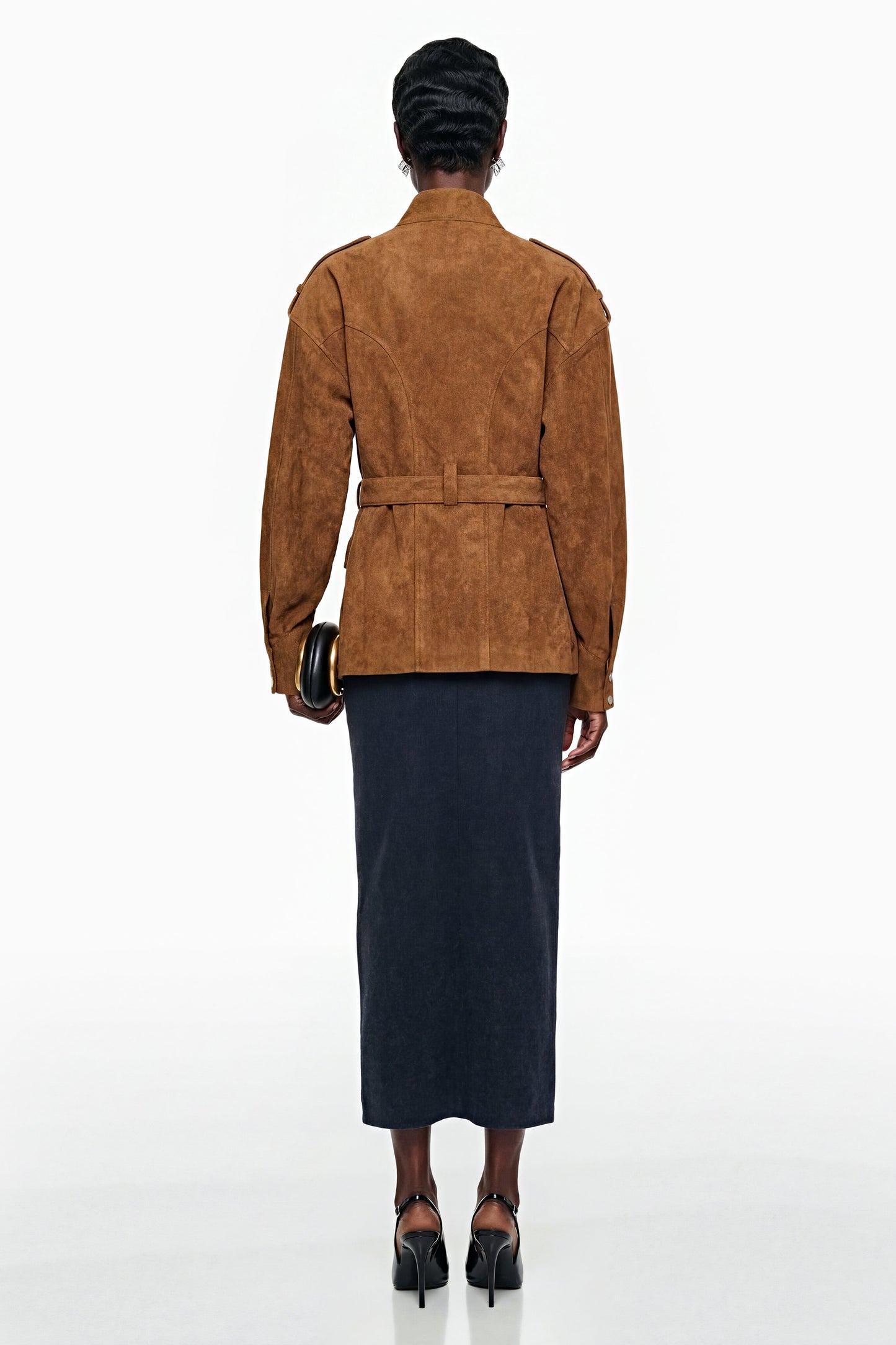 Maryam Chocolate Brown Faux Suede Jacket