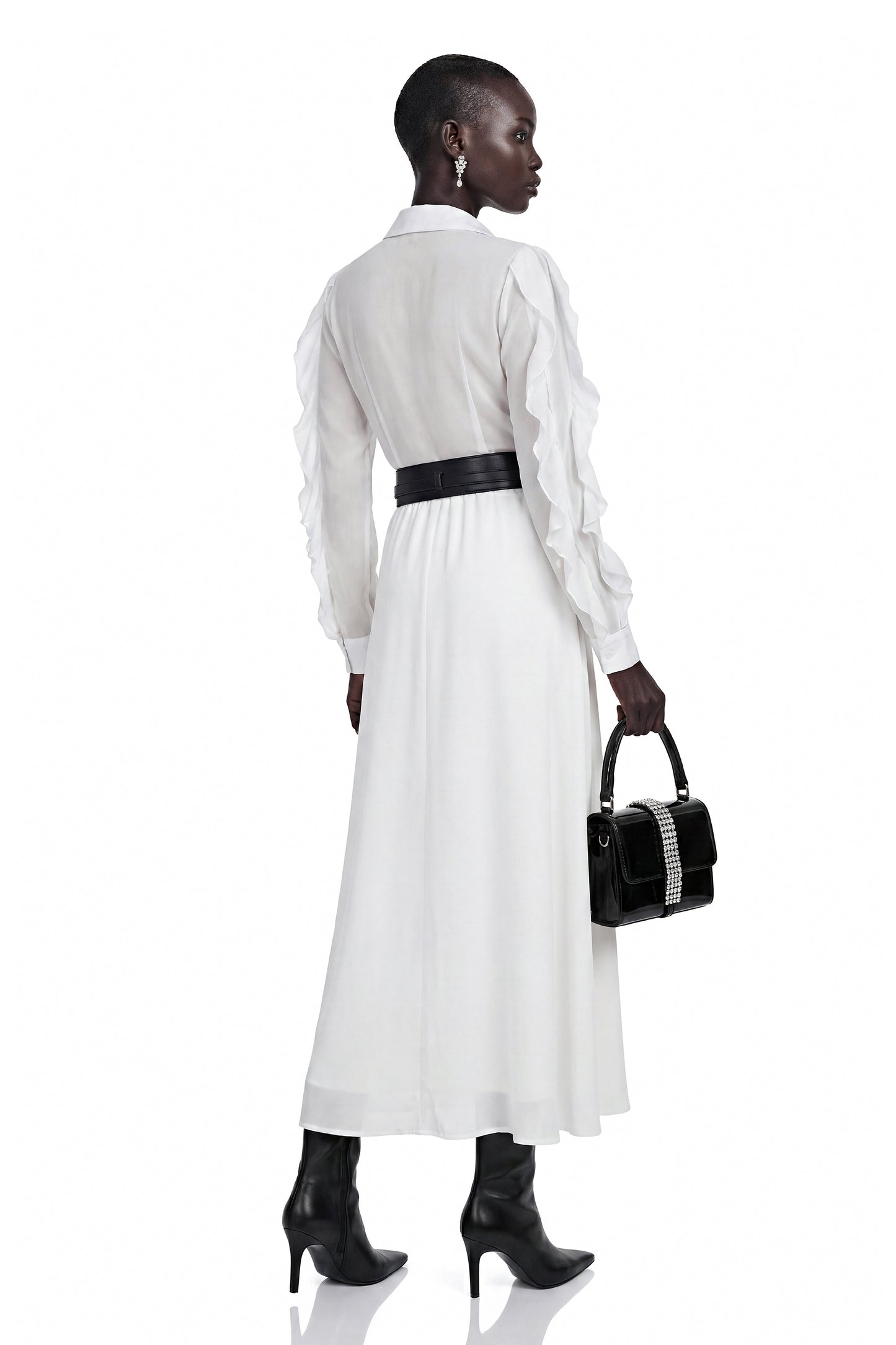 Maryam White Cut-Out Ruffled Maxi Dress