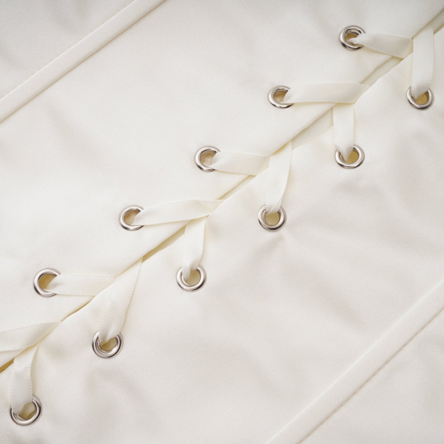 Matilde White Satin Corset Mini Dress with Lace Panels