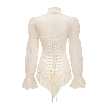 Matilde White Satin Corset Mini Dress with Lace Panels