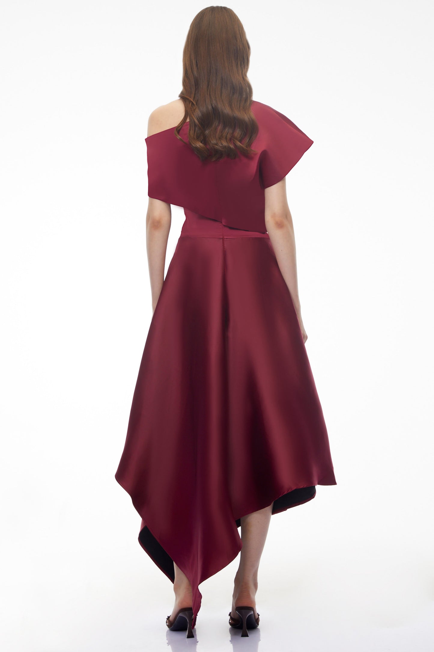 Mia Red One Shoulder Asymmetrical Maxi Dress
