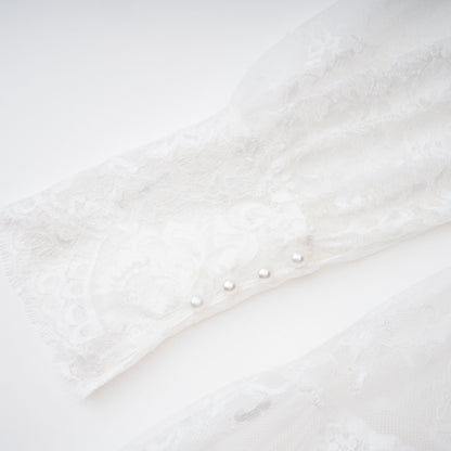 Michalina White Lace Convertible Gown with Long Sleeves
