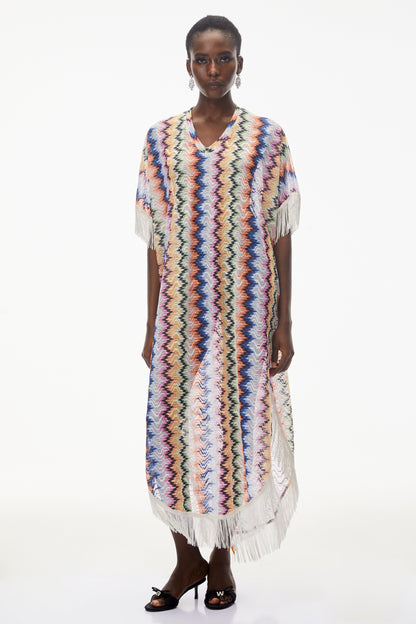 Milena Multicolor Wave Pattern Maxi Dress