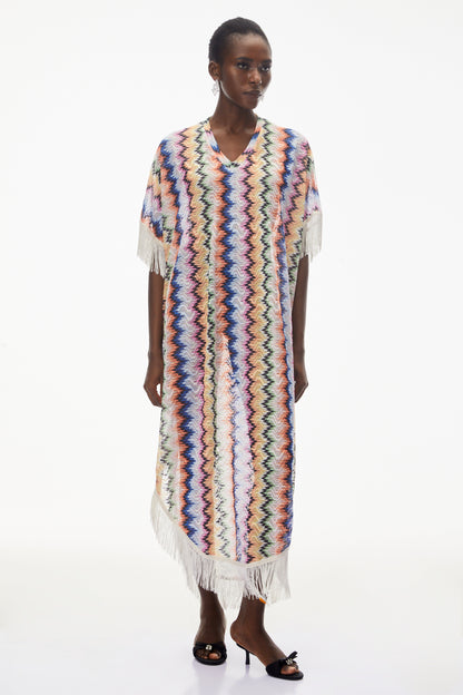 Milena Multicolor Wave Pattern Maxi Dress