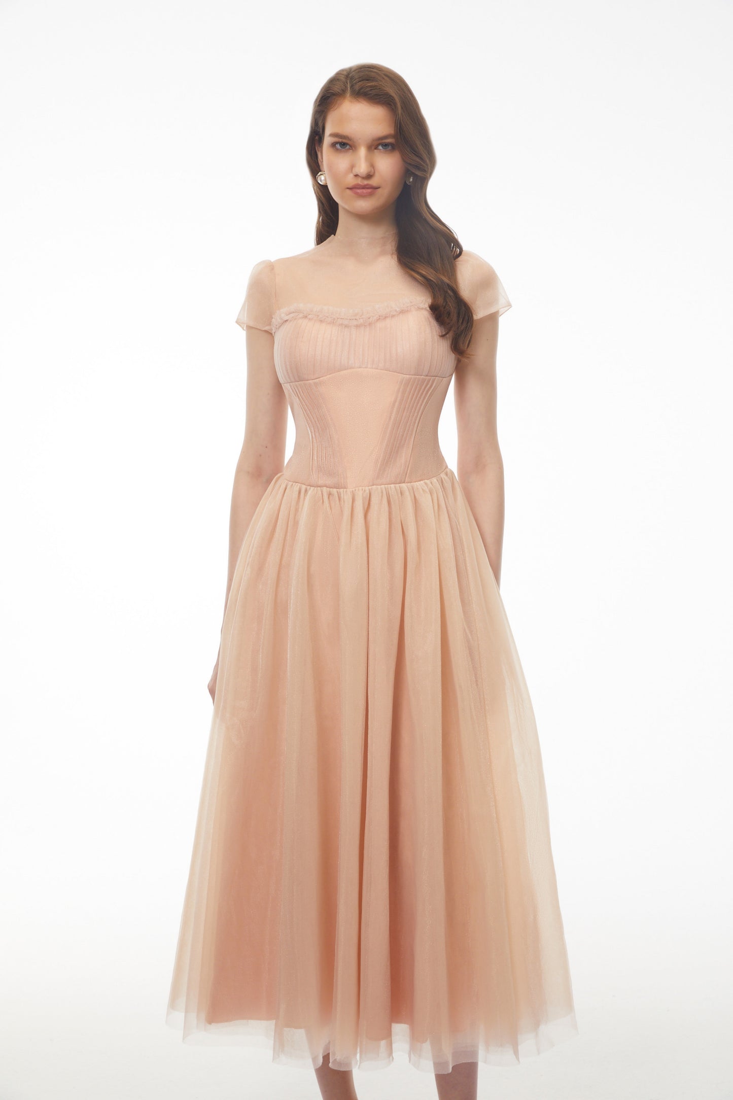 Millie Pink Ruffled Mesh Fairycore Maxi Dress
