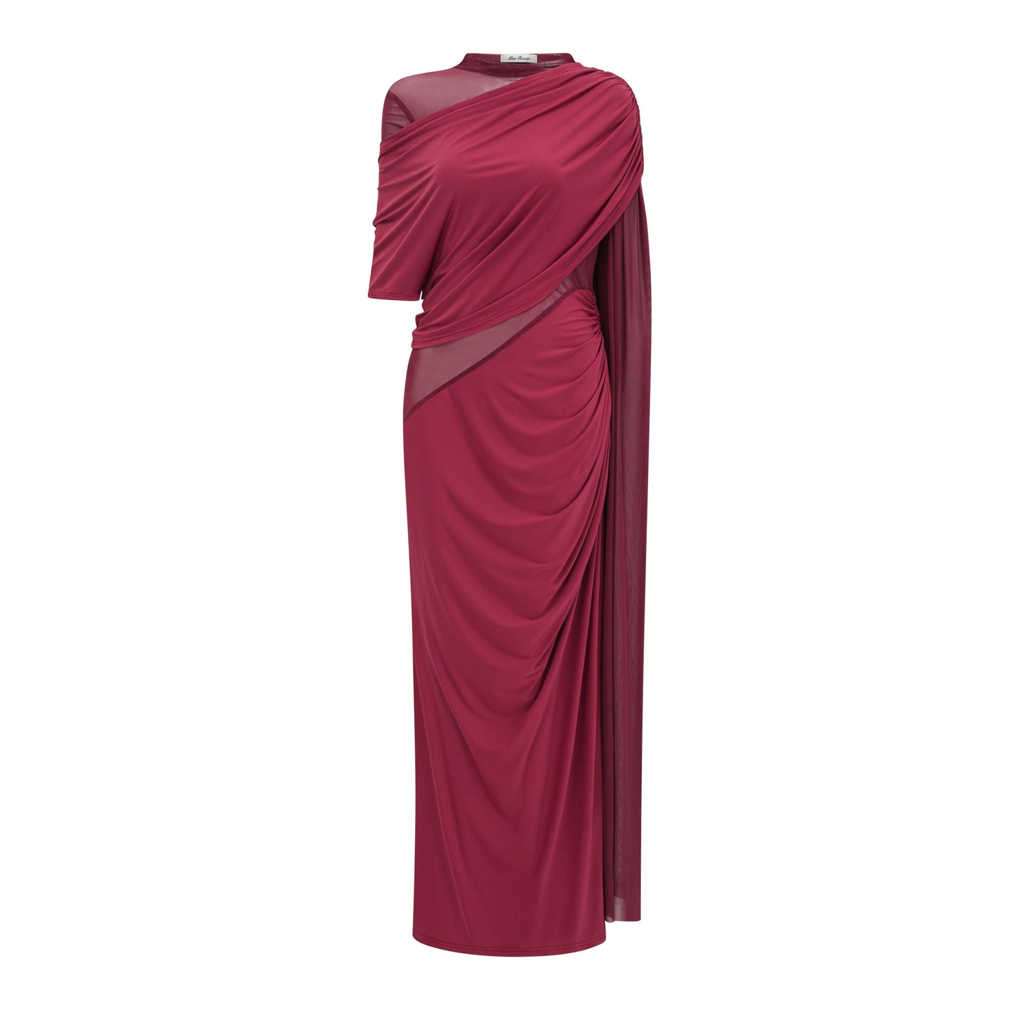 Mioara Red Asymmetrical Draped Cape Design Dress