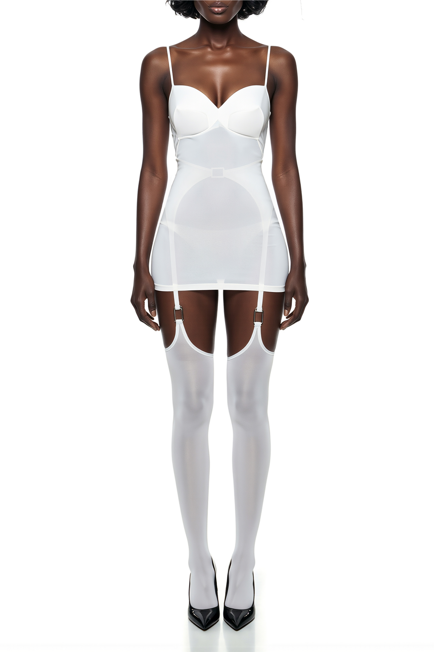 Mirela White Semi-Sheer Mini Dress
