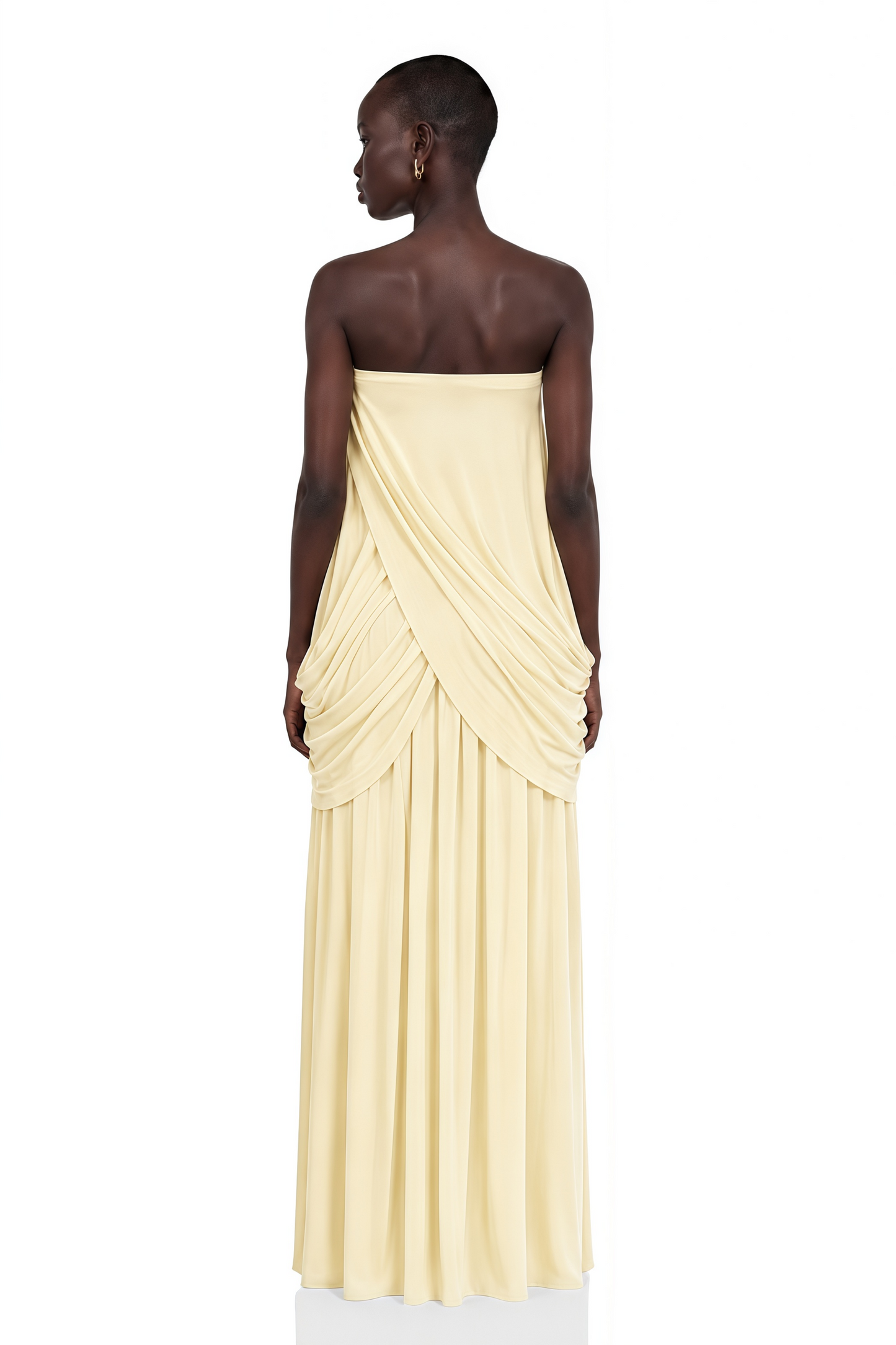 Morgan Pale Yellow Off Shoulder Ruched Maxi Dress
