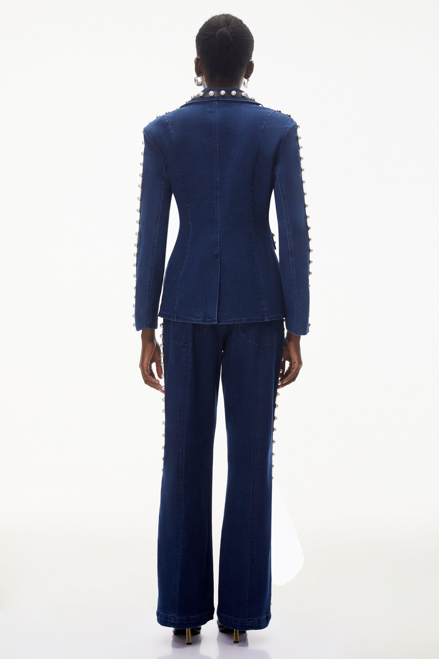 Morgause Blue Embellished Denim Jacket & Trouser Set