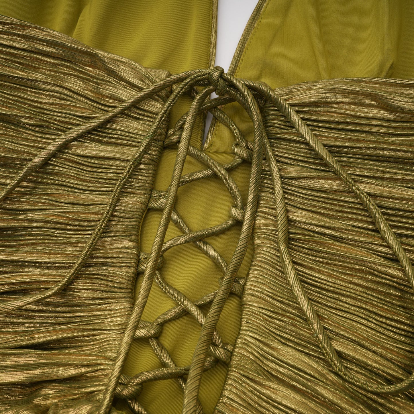 Nadya Olive Green Halterneck Ruched Maxi Dress