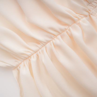 Nani Cream Plunge Neck Satin Jumpsuit with Lace Panels