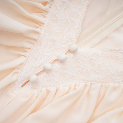 Nani Cream Plunge Neck Satin Jumpsuit with Lace Panels