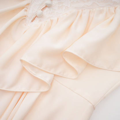 Nani Cream Plunge Neck Satin Jumpsuit with Lace Panels