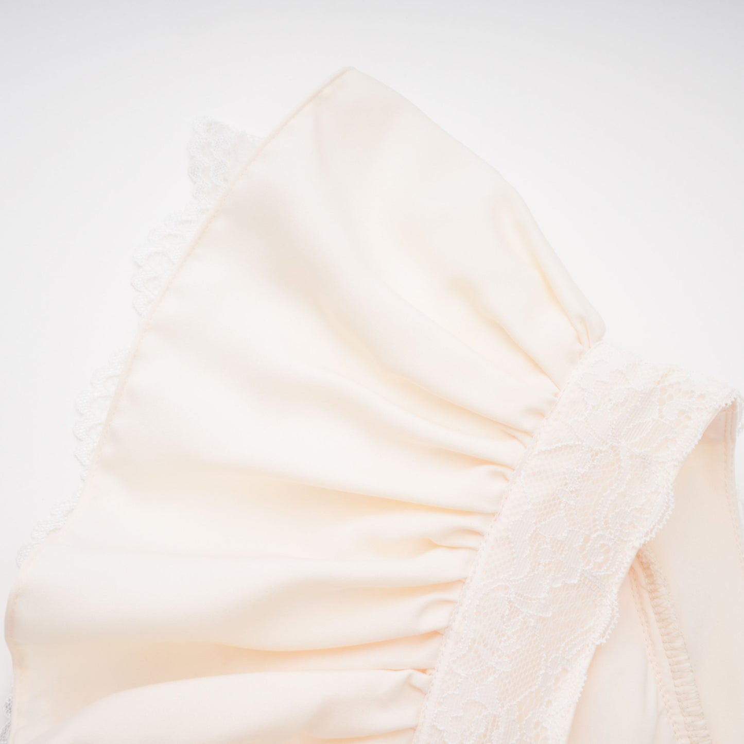 Nani Cream Plunge Neck Satin Jumpsuit with Lace Panels