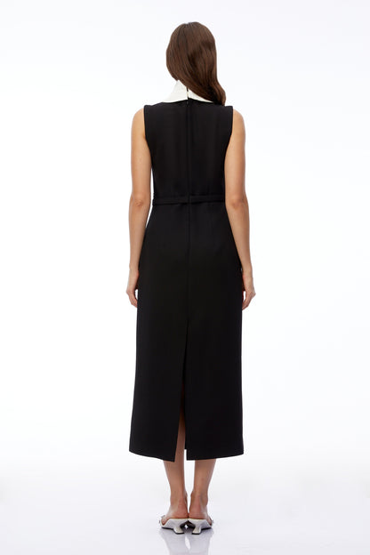 Nessa Black Sleeveless Embellished Midi Dress