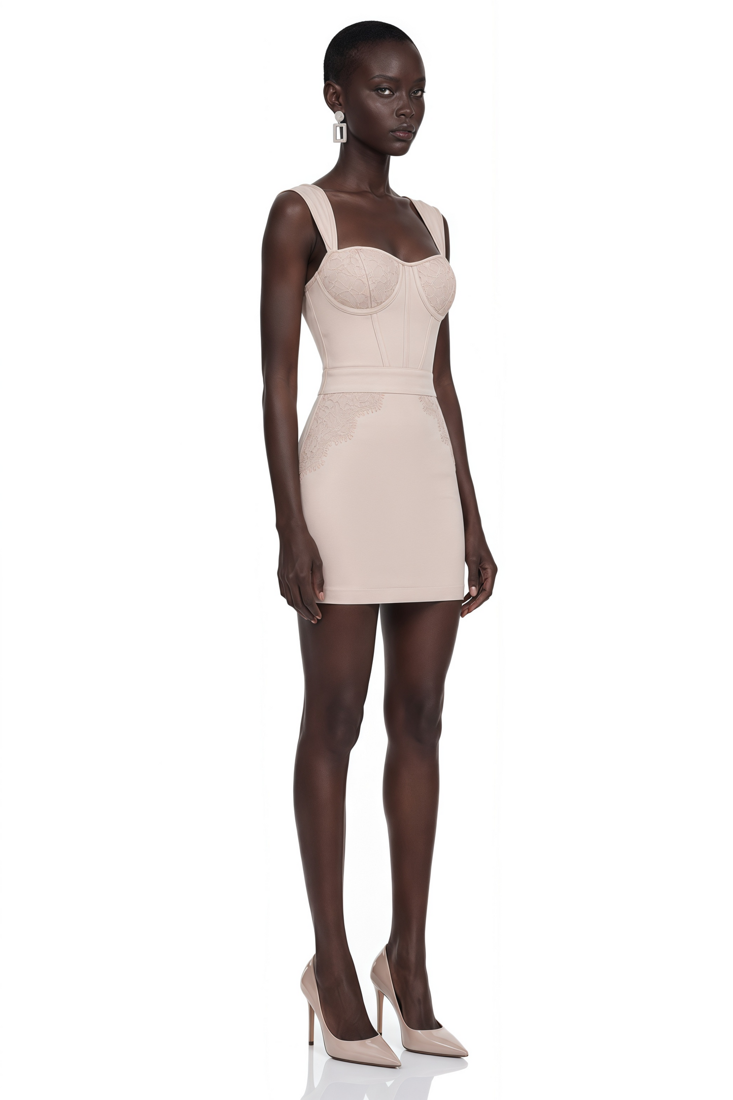 Nettie Pink Sweetheart Lace Mini Dress