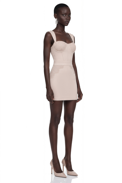 Nettie Pink Sweetheart Lace Mini Dress