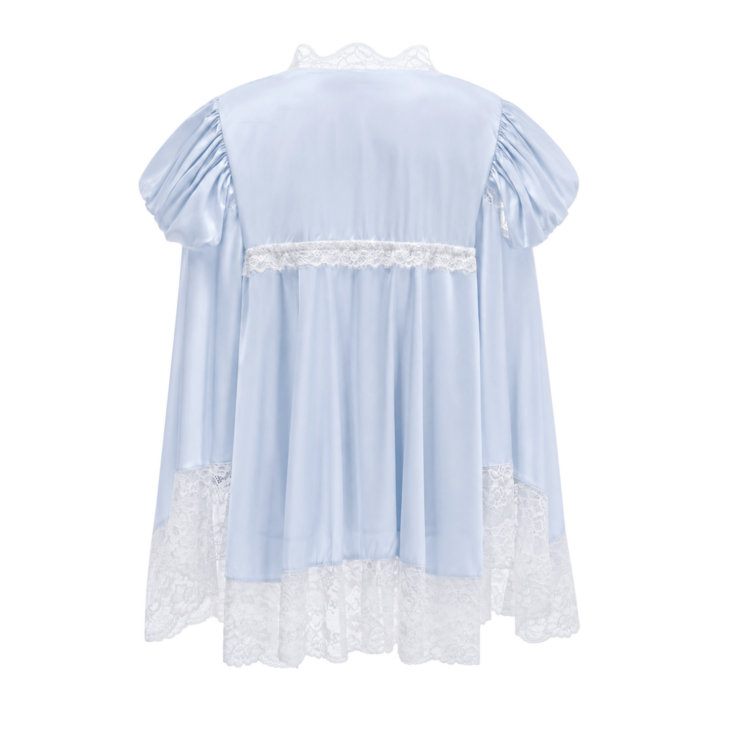 Ngawai Blue Sweetheart Mini Dress with Lace Trim