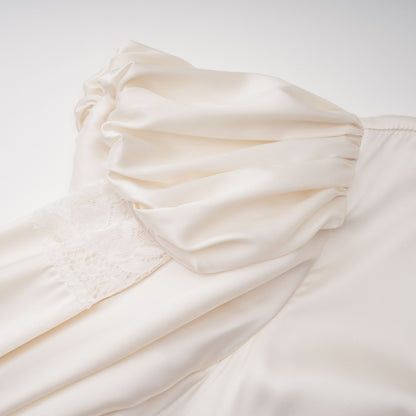 Ngawai Champagne Sweetheart Mini Dress with Lace Trim