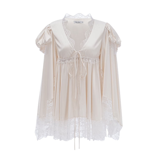 Ngawai Dantelli Şampanya Sweetheart Mini Elbise