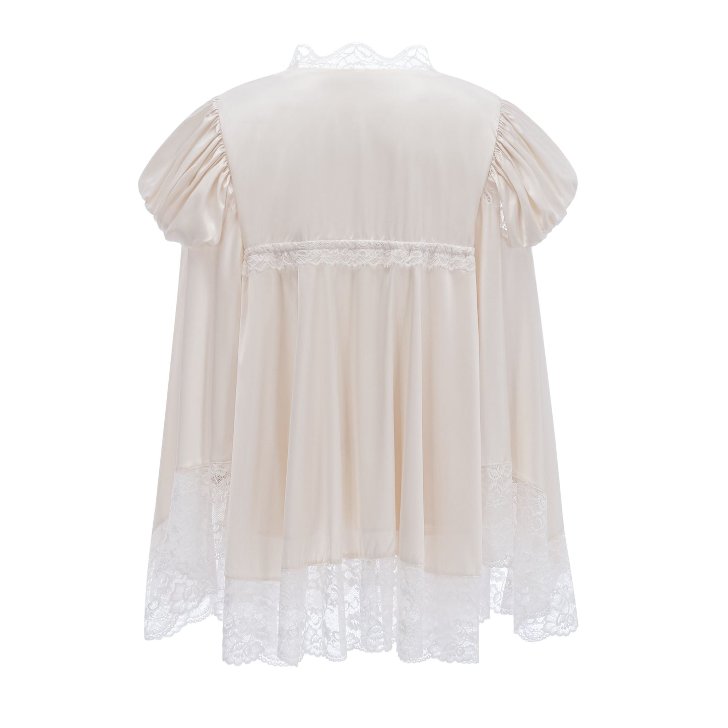 Ngawai Champagne Sweetheart Mini Dress with Lace Trim