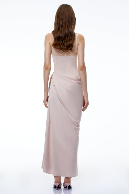 Nikau Pink Cut-Out Cinched Waist Maxi Dress