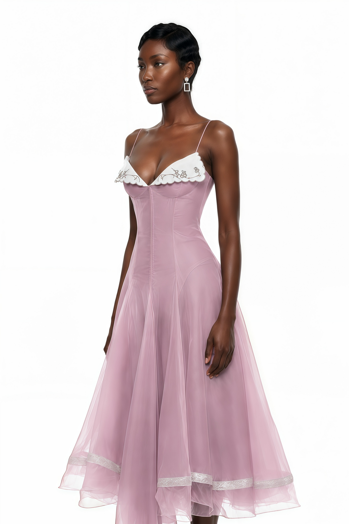 Nuria Pink Asymmetrical Midi Dress