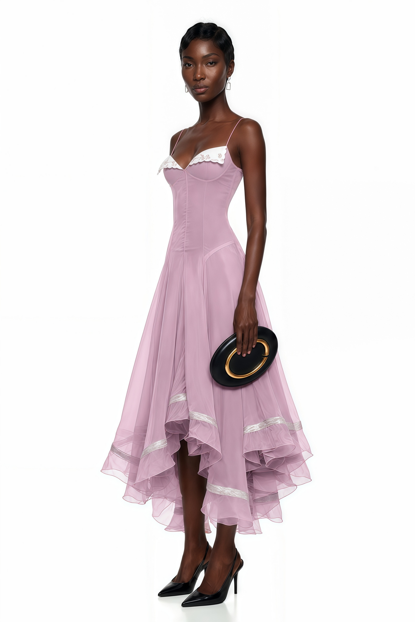 Nuria Pink Asymmetrical Midi Dress