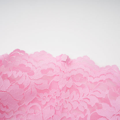 Nuria Pink Ribbon Detail Floral Lace Midi Dress