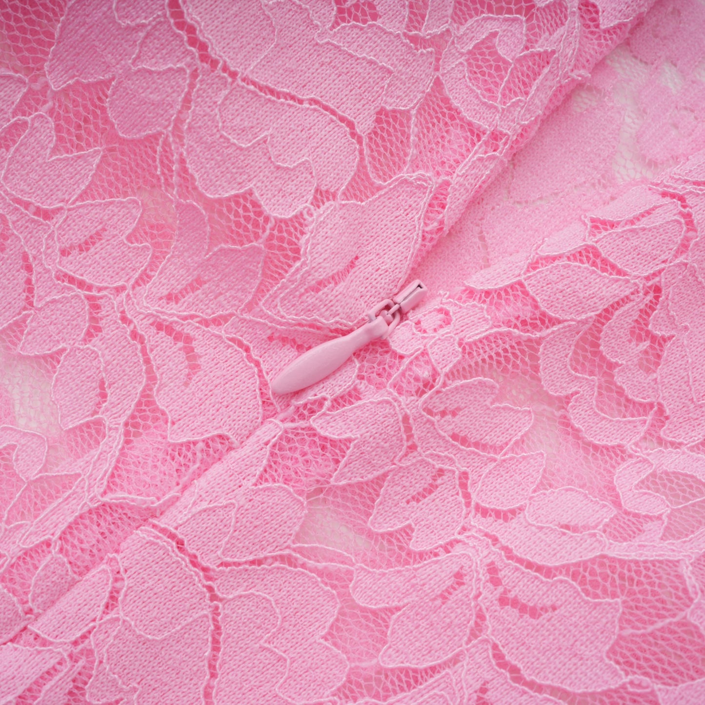 Nuria Pink Ribbon Detail Floral Lace Midi Dress