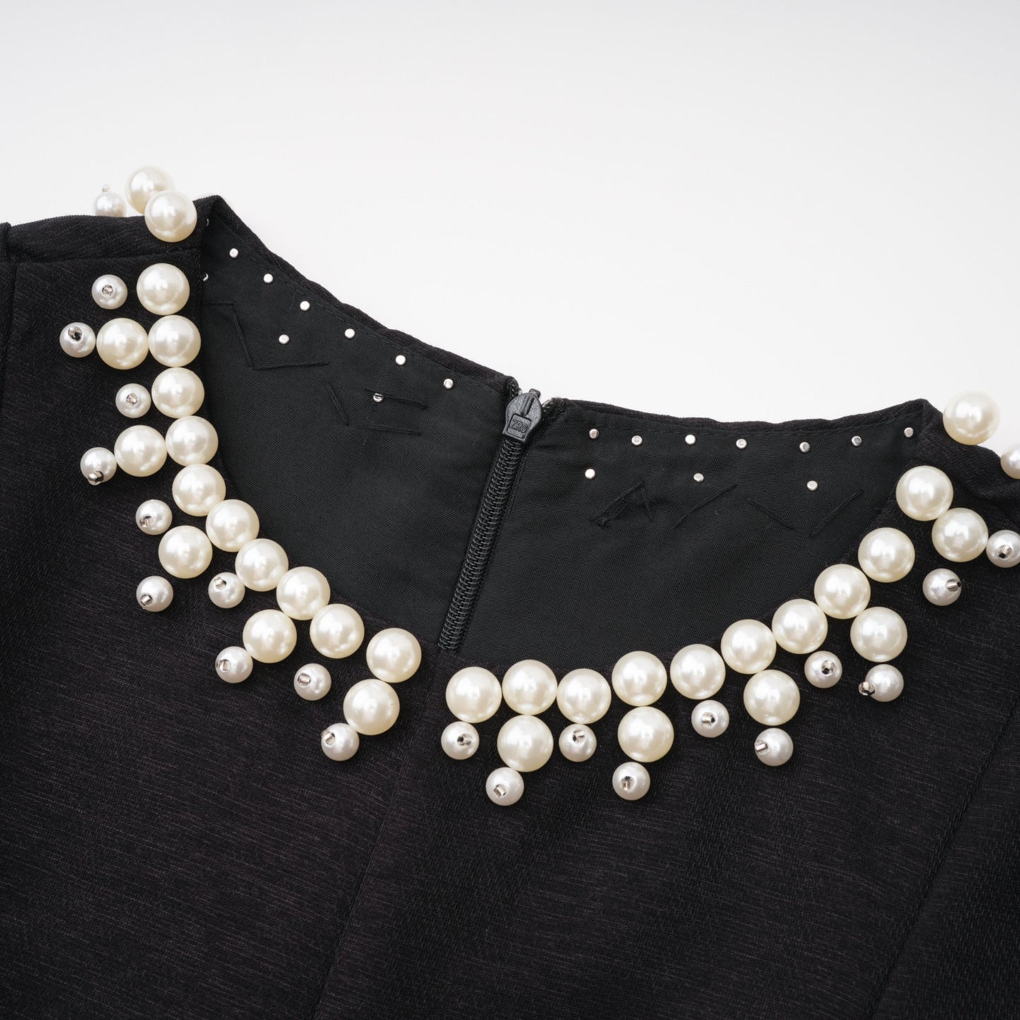 Ofra Black Pearl Pleated Midi Dress