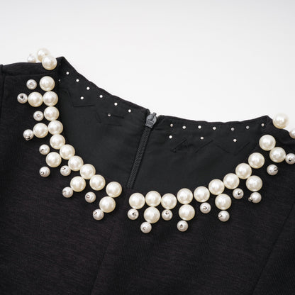 Ofra Black Pearl Pleated Midi Dress