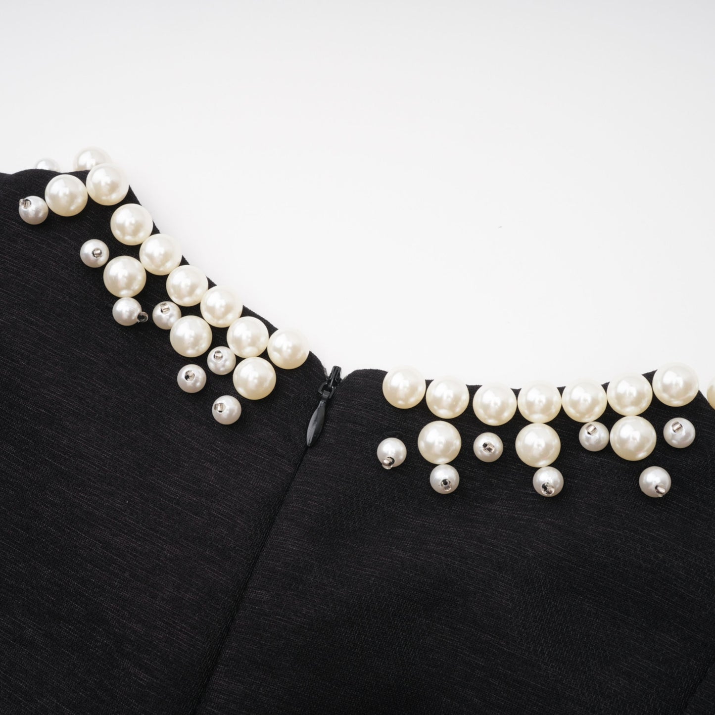 Ofra Black Pearl Pleated Midi Dress