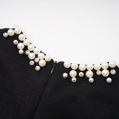 Ofra Black Pearl Pleated Midi Dress