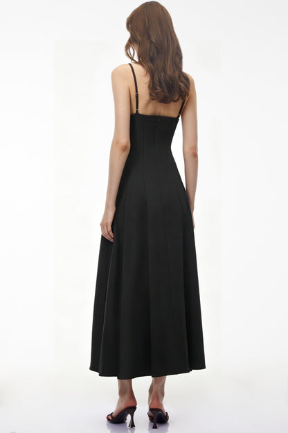 Olesya Black Floral Embroidered Maxi Dress