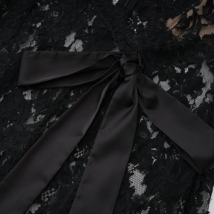 Olesya Black Semi Sheer Lace Maxi Dress
