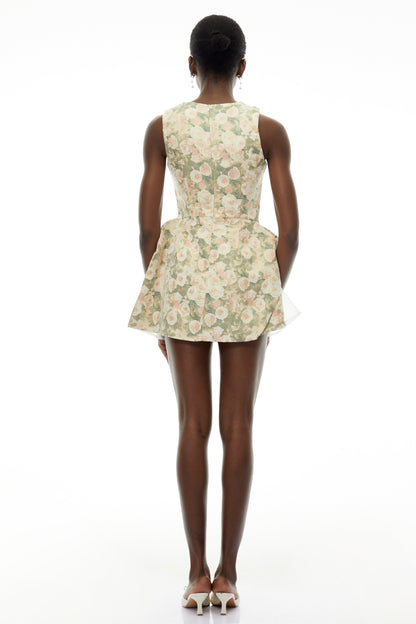 Olympia Green Sleeveless Floral Print Mini Dress