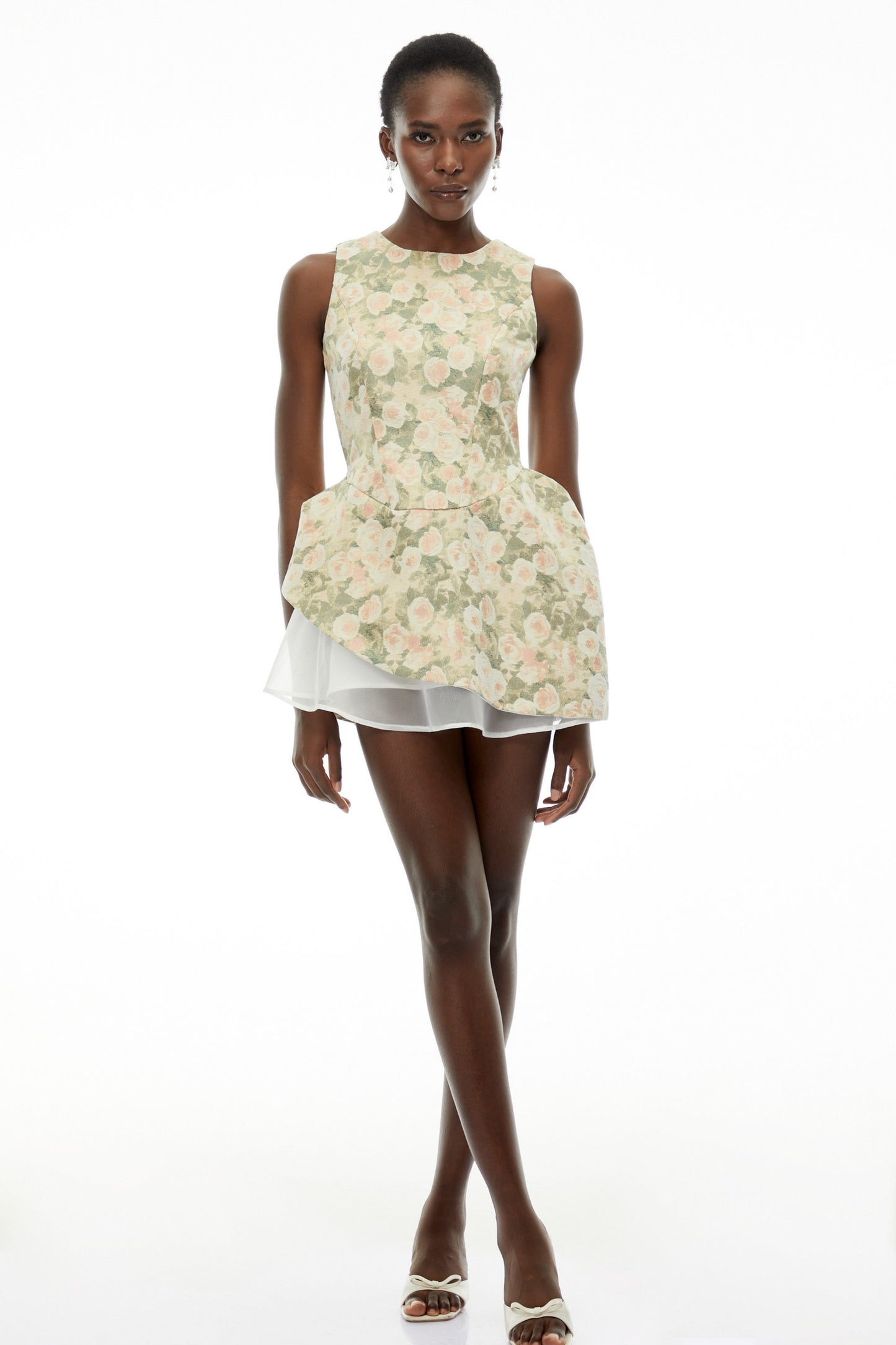 Olympia Green Sleeveless Floral Print Mini Dress