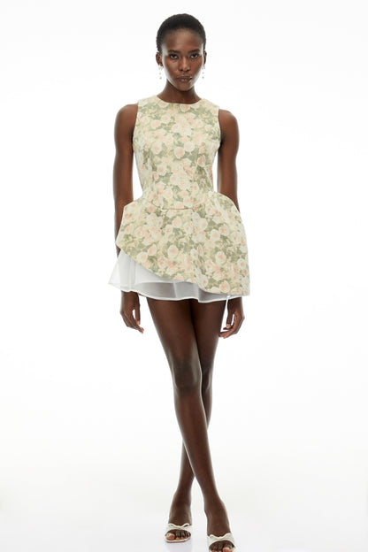 Olympia Green Sleeveless Floral Print Mini Dress