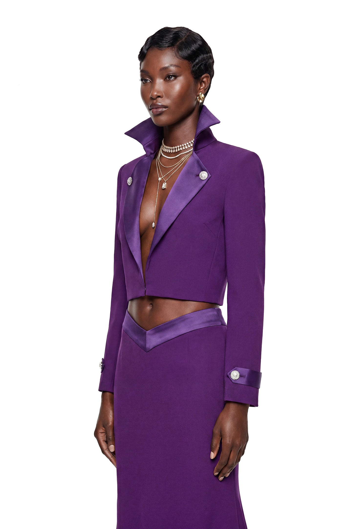 Ophelia Purple Cropped Blazer & Skirt Set