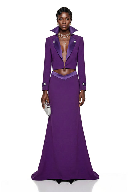 Ophelia Purple Cropped Blazer & Skirt Set