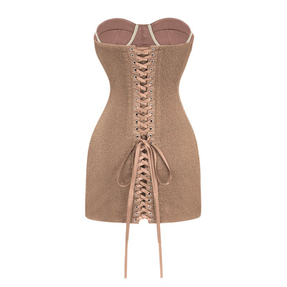 Orabelle Bronze Brilliance Drop Shiny Dress