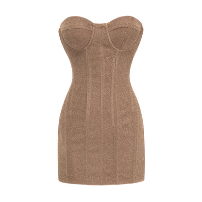 Orabelle Bronze Brilliance Drop Shiny Dress