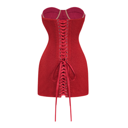 Orabelle Red Brilliance Drop Shiny Dress