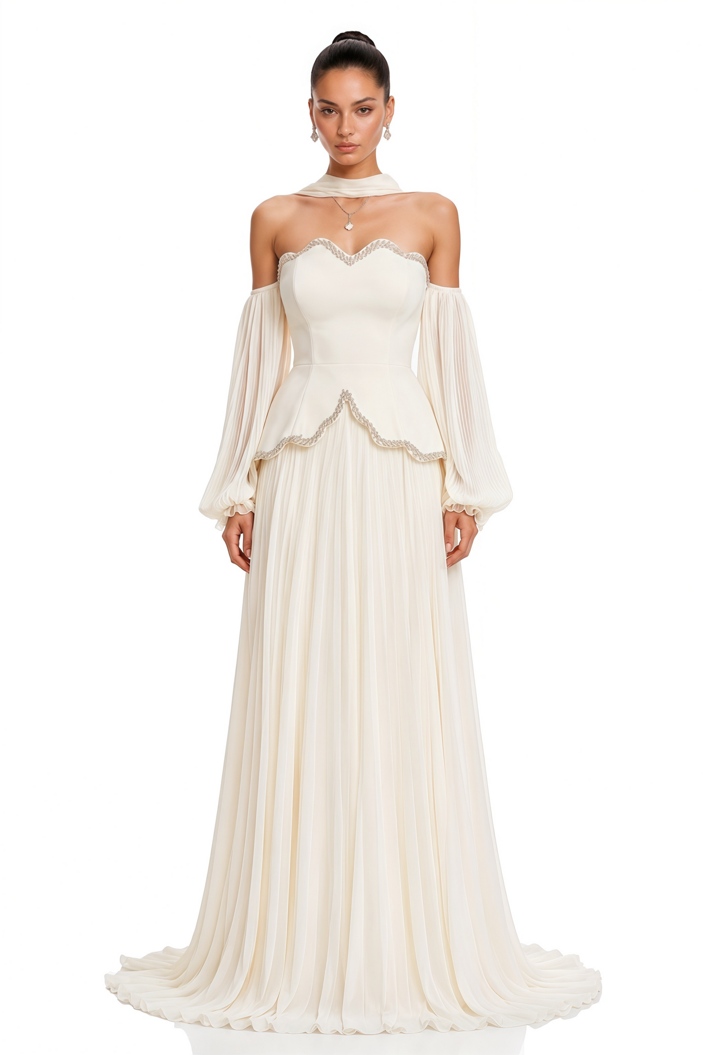 Oriane White Off Shoulder Puff Sleeve Maxi Dress